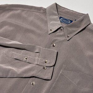 Rivers End Trading Co‎ Micro Check Button-Up Shirt Men’s L Taupe Microfiber